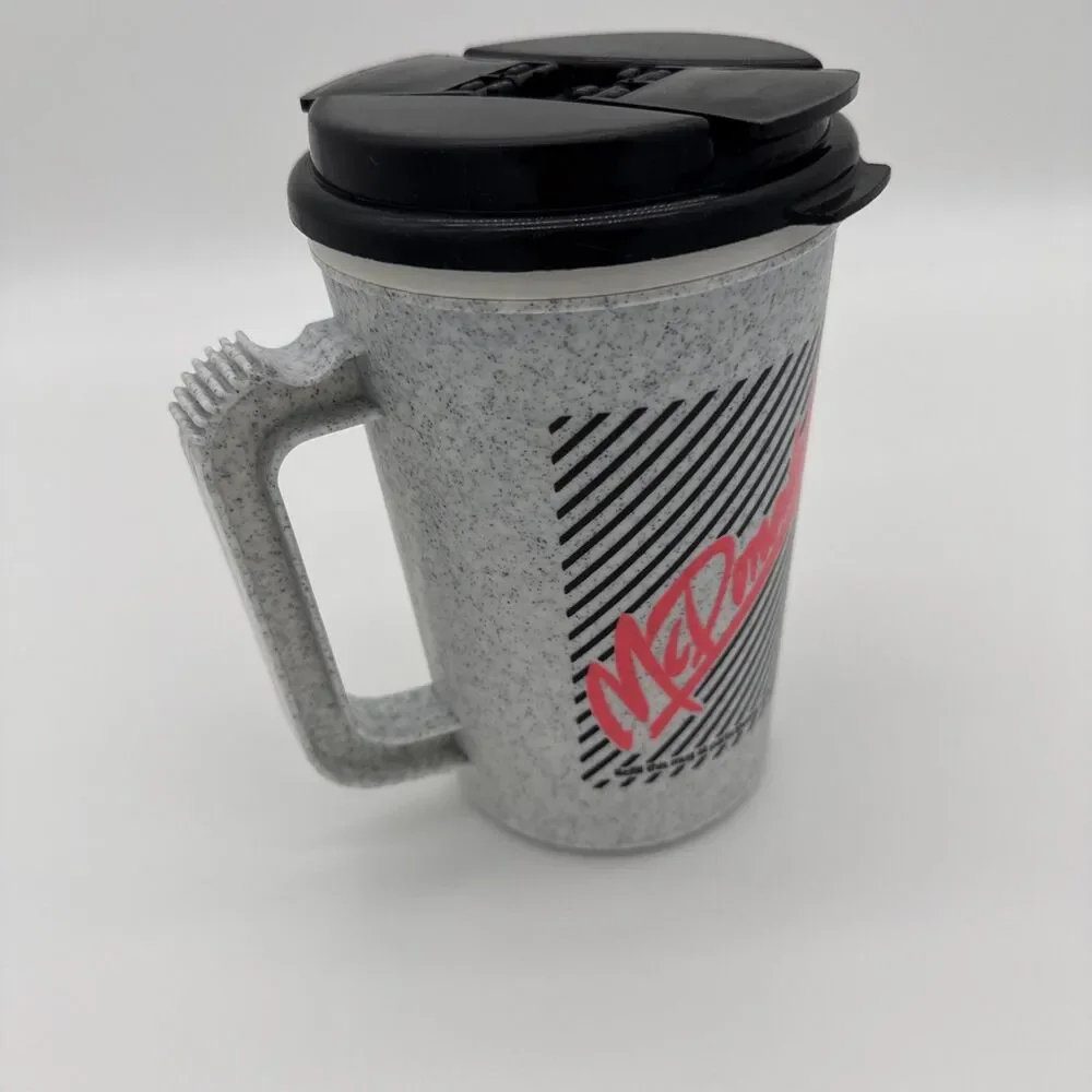 Vintage 90s McDonald’s Travel Mug 22oz Black Pink Grey